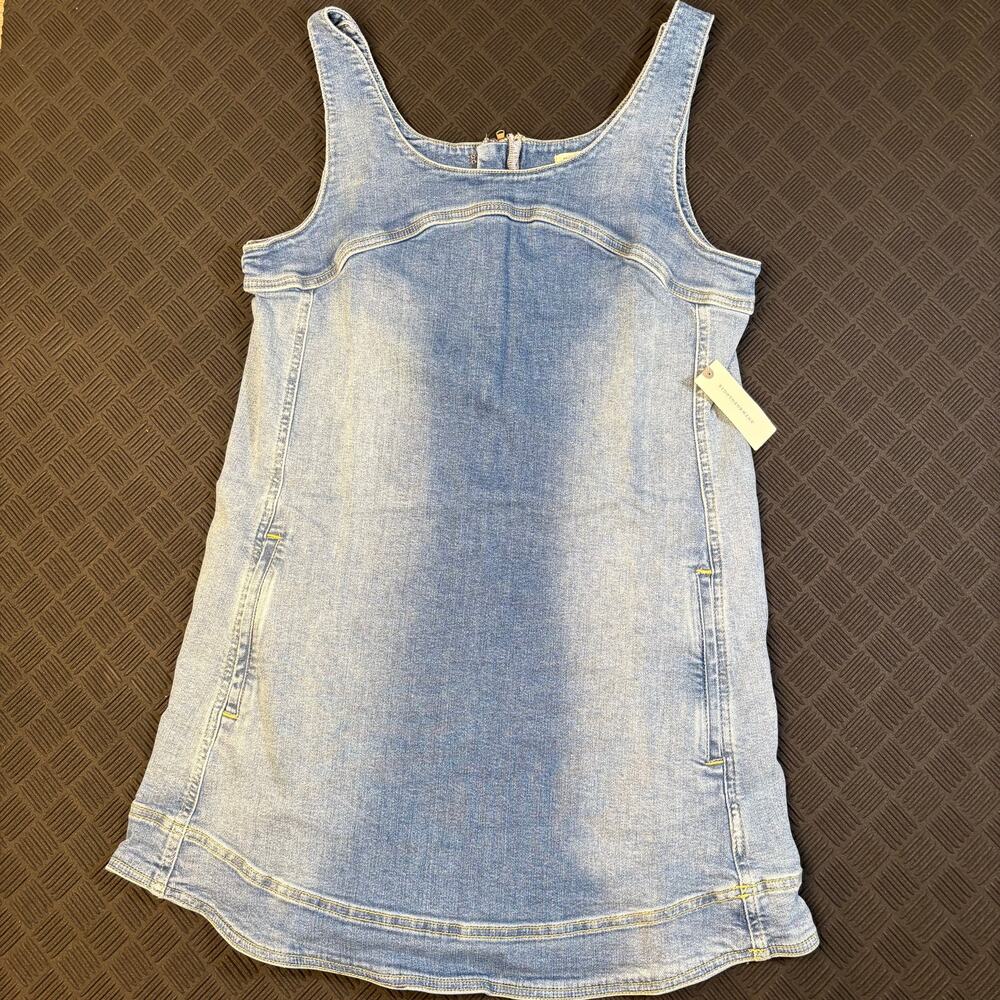Anthropologie Pilcro Denim Mini Dress Women's M Sleeveless Blue Zip Back NWT